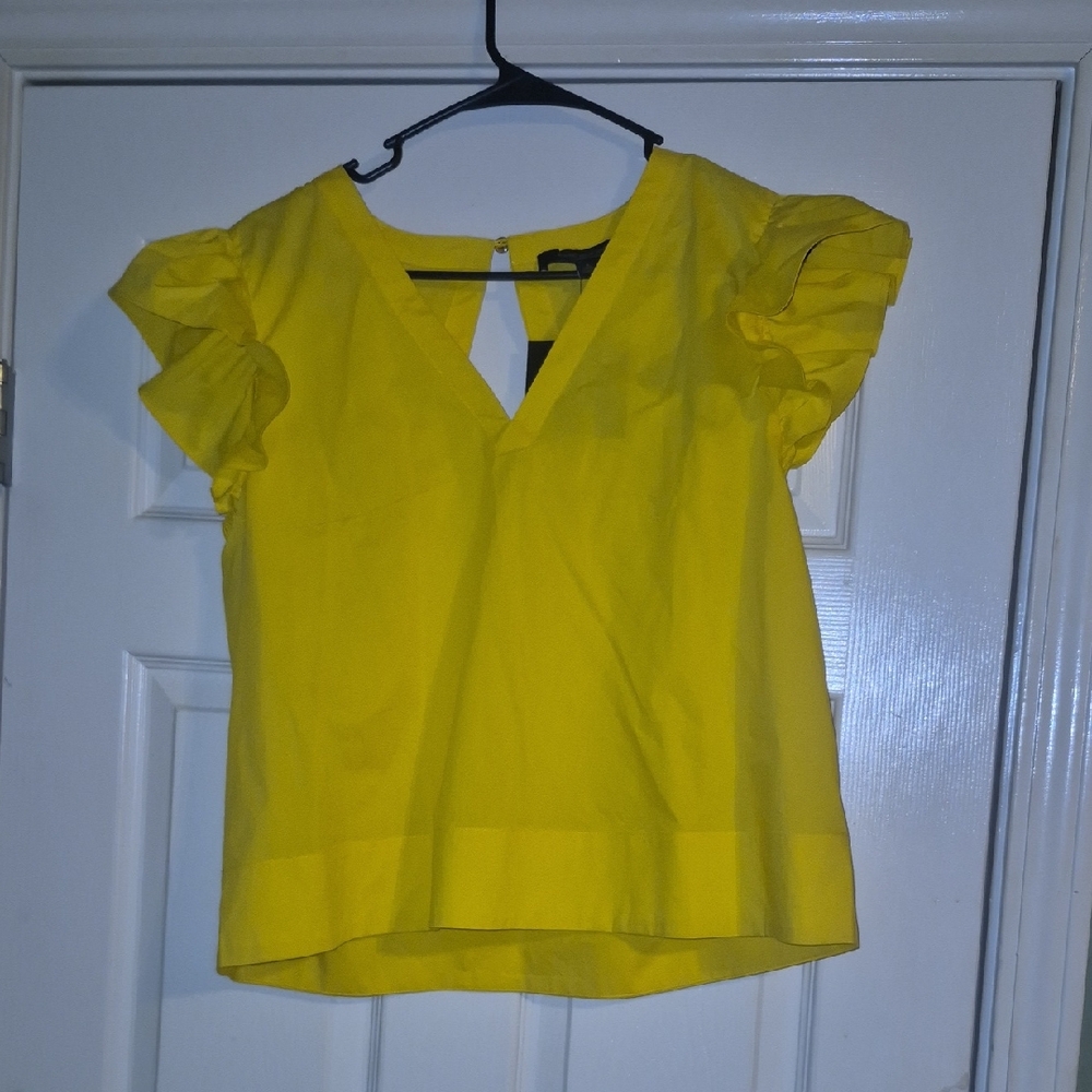 Andrew Marc Bright Yellow Ruffled Blouse